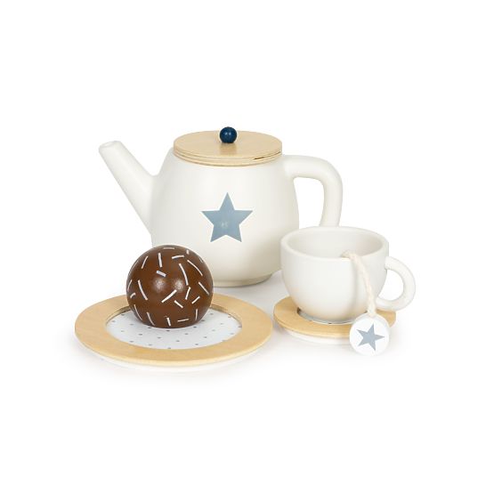 Leseni čajni set čajnik skodelice 17 elementov ECOTOYS