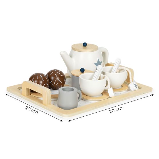 Leseni čajni set čajnik skodelice 17 elementov ECOTOYS