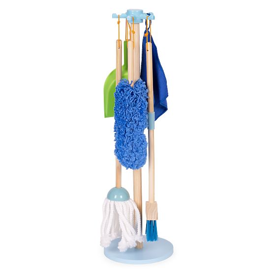 Leseni komplet za čiščenje za otroke mop metla z lopatko 7 elementov ECOTOYS