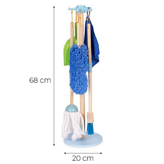 Leseni komplet za čiščenje za otroke mop metla z lopatko 7 elementov ECOTOYS