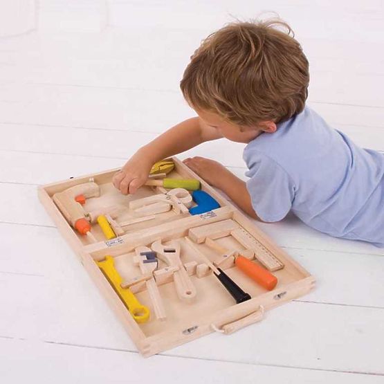 Leseni kovček za orodje Bigjigs Toys