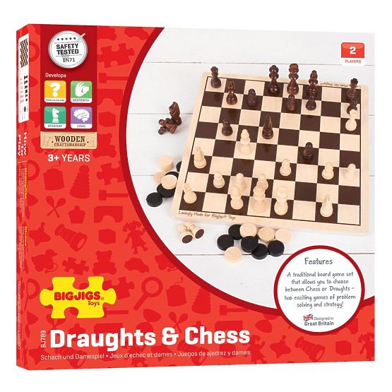 Leseni šah in dama Bigjigs Toys