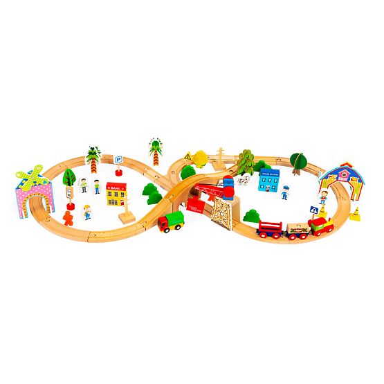 Leseni vlak 74 delov ECOTOYS