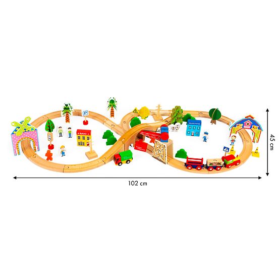 Leseni vlak 74 delov ECOTOYS
