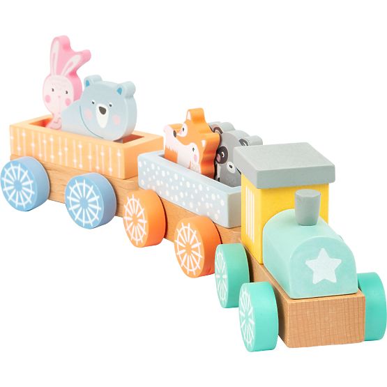 Leseni vlakec Small Foot v pastelnih barvah