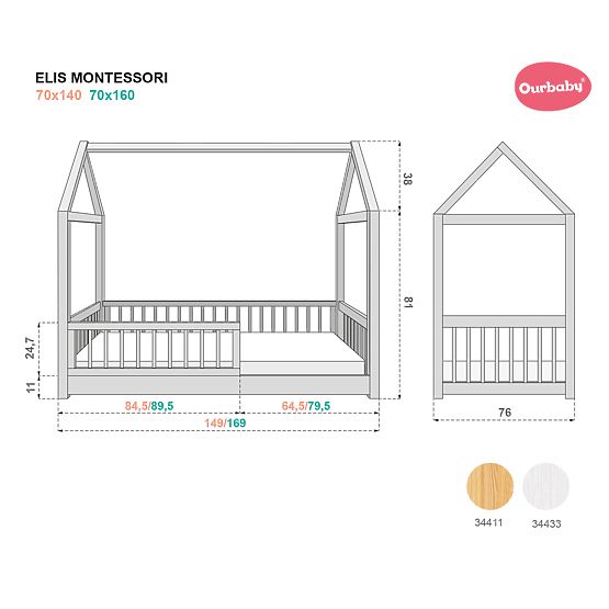 Montessori hišna postelja Elis bela