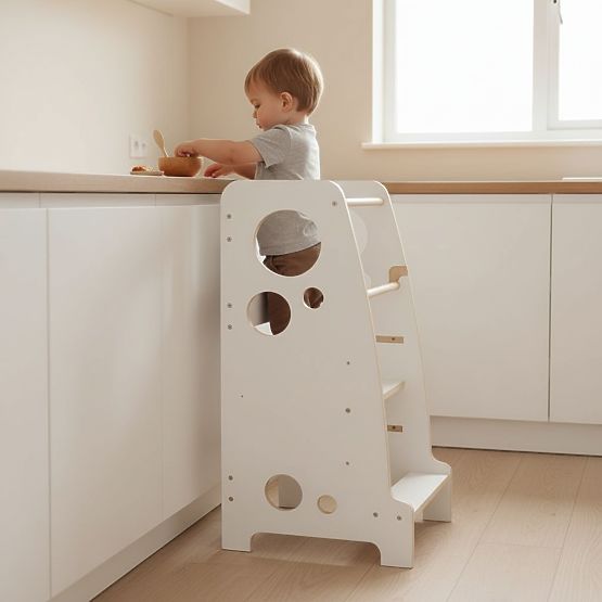 Montessori učni stolp Luna - bela