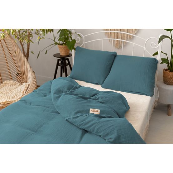 Muslin posteljnina 140x200 cm + 70x90 cm temno zelena