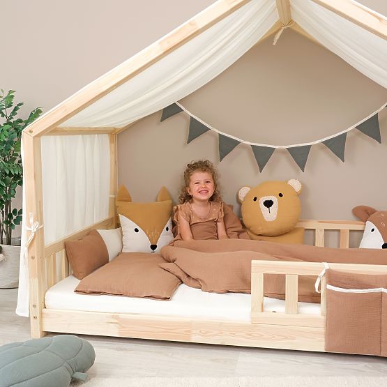Mušelinsko posteljnino Ourbaby 135x100 + 40x60 cm - toffee