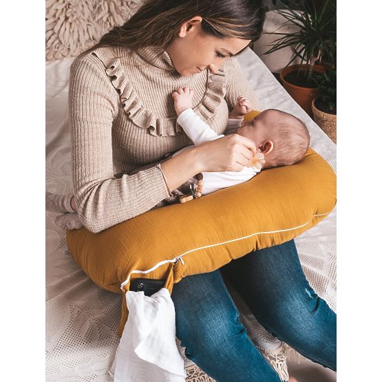 Musselin nastavljiva blazina Heavens - gorčična