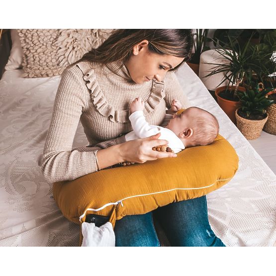 Musselin nastavljiva blazina Heavens - gorčična