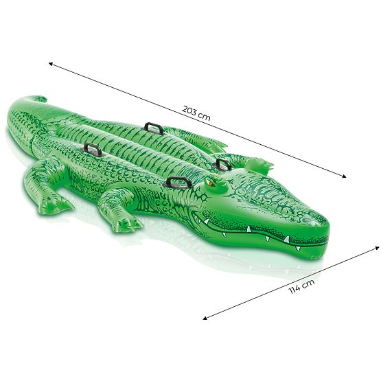 Napihljiv krokodil plavalna blazina z ročaji 203x114 cm INTEX 58562