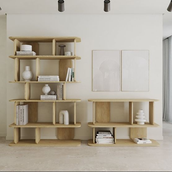 Nizka polica Tulumo, zaobljena, Dub Cremona Torro