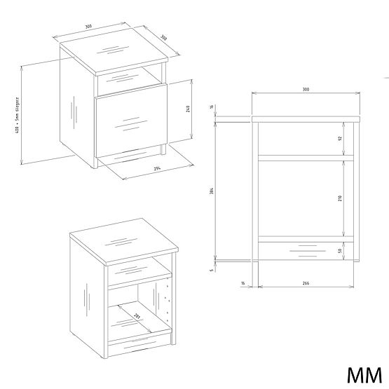 Nočna omarica GALAX 30/1D BELA-ARTISAN
