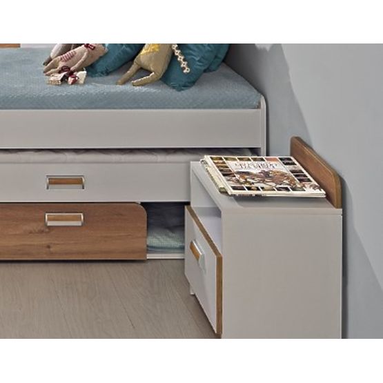 Nočna omarica L12 - bela / hrast nash