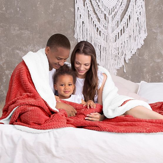 Odeja SHLEEPY barva rdeča reliefni žakard klasičen stil 130x180