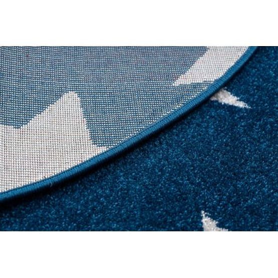 Okrogla preproga SKETCH - FA68 Maroška deteljica, Mreža, modro bela - Zvezde