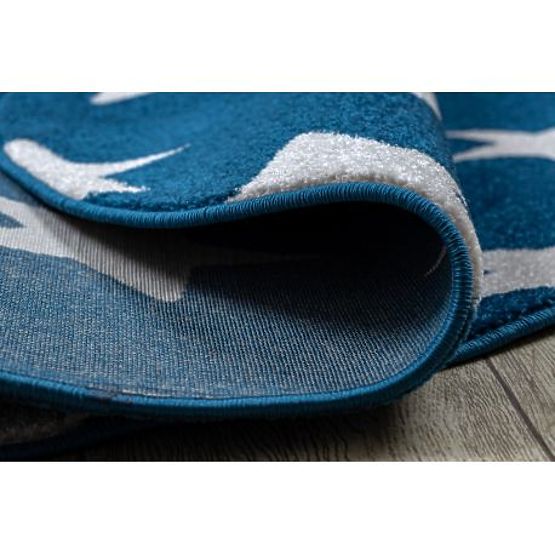 Okrogla preproga SKETCH - FA68 Maroška deteljica, Mreža, modro bela - Zvezde