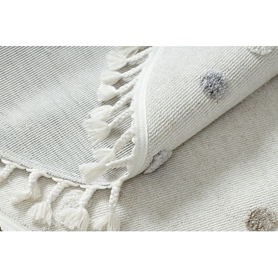 Okrogla preproga YOYO EY78 bela / bež - Oblak, Mavrica, pike za otroke, strukturna, senzorična resic