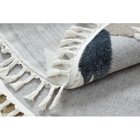 Okrogla preproga YOYO EY81 sivo / bela - Medved, gore za otroke, strukturna, senzorična resice