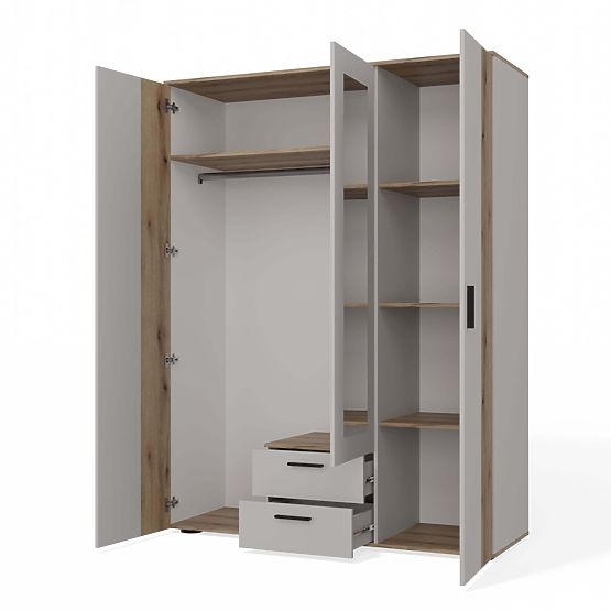 OMARA AVA 150 CM OGLEDALO 2 PREDALA UTORNA SPREDNJA STRAN HRAST EVOKE KAŠMIR BEŽ