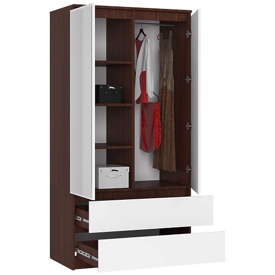OMARA S 90 cm 2 VRATA 2 PREDALI 2 OGLEDALI PK WENGE / BELA