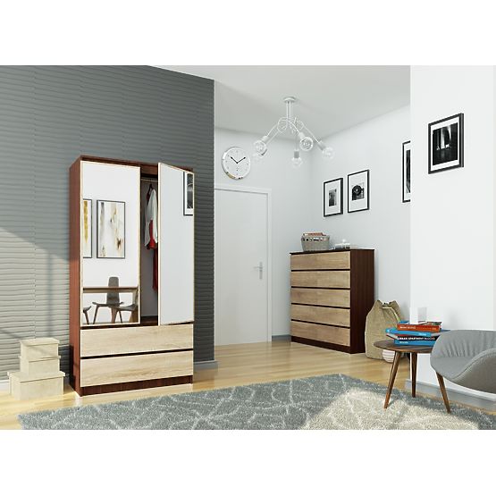OMARA S 90 cm 2 VRATI 2 PREDALA 2 OGLEDALI PK WENGE / SONOMA