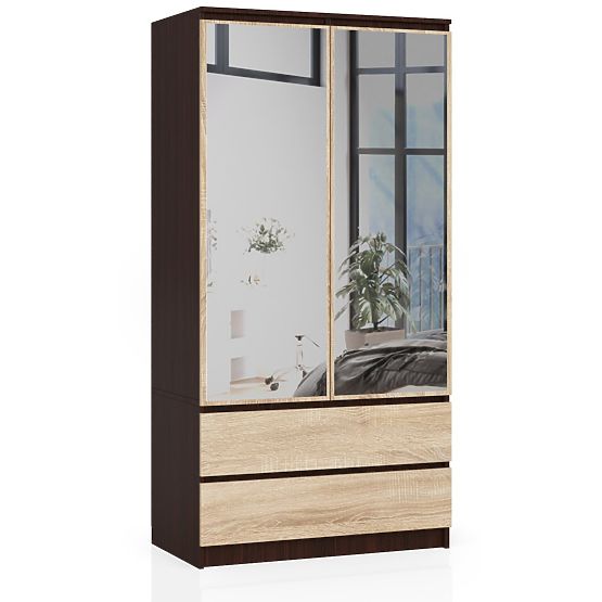 OMARA S 90 cm 2 VRATI 2 PREDALA 2 OGLEDALI PK WENGE / SONOMA