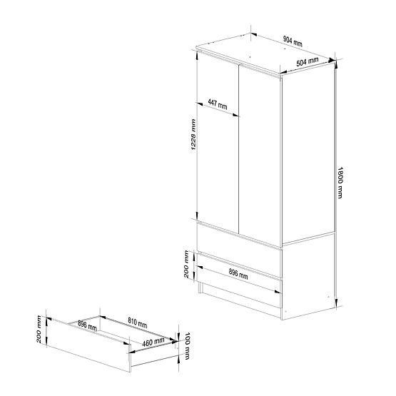 OMARA S90 2D 2SZ 2 OGLEDALI CLP PK BELA / SONOMA