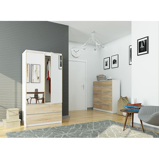 OMARA S90 2D 2SZ 2 OGLEDALI CLP PK BELA / SONOMA