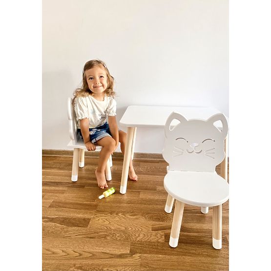 Otroška miza s stoli - Mucek - bela