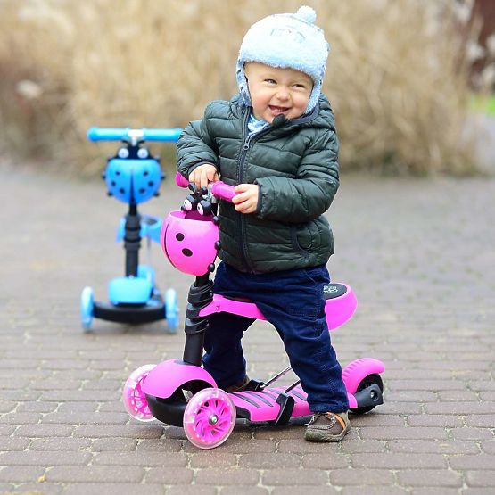 Otroška nabiralka in skuter Pikapolonica - roza