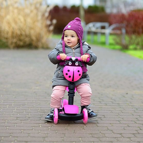 Otroška nabiralka in skuter Pikapolonica - roza