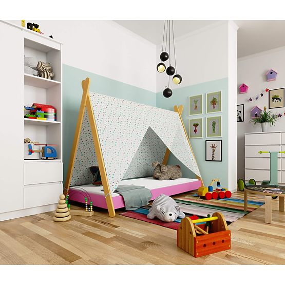 Otroška postelja 160x80 GEM z vzmetnico roza