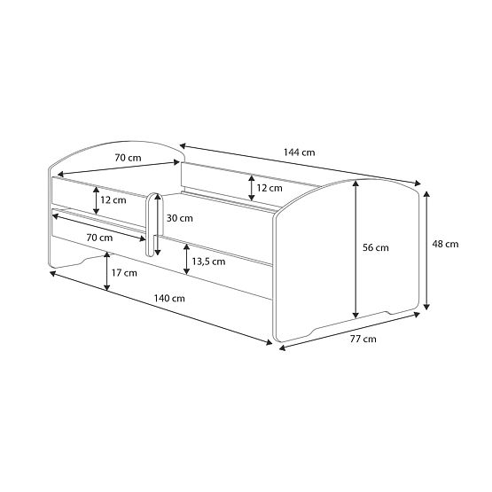 Otroška postelja MAX s predalom in ograjo 140x70