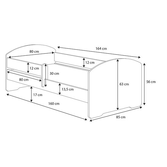 Otroška postelja MAX z predalom in ograjo 160x80