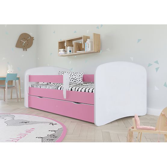 Otroška postelja Ourbaby s ograjico - roza-bela
