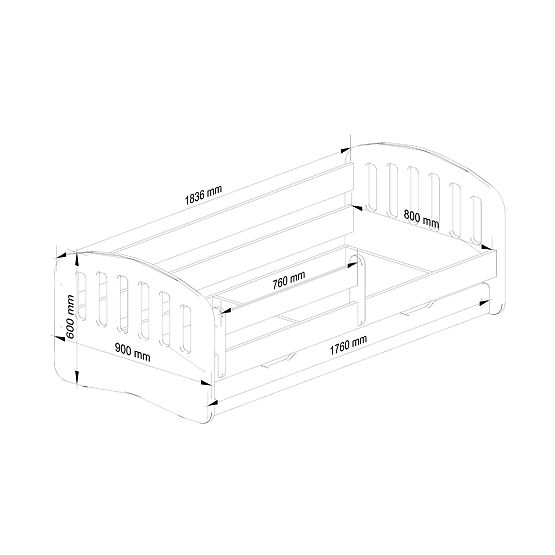 Otroška postelja PLAY 180x80 Roza + Vzmetnica
