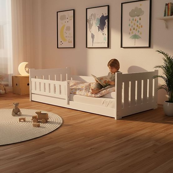 Otroška postelja Tom - bela, nizka