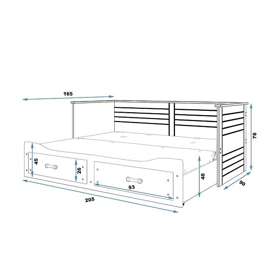 Otroška zložljiva postelja HERMES s hrbtom - bela