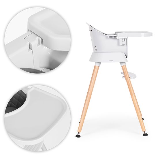 Otroški jedilni stol 6v1 s prešitim oblazinjenjem in sivim pladnjem ECOTOYS