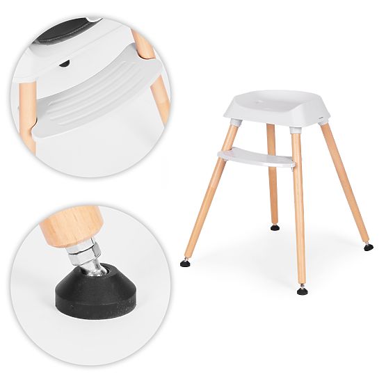 Otroški jedilni stol 6v1 s prešitim oblazinjenjem in sivim pladnjem ECOTOYS