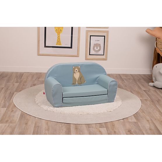 Otroška zofa Medved zelen rebrast žamet