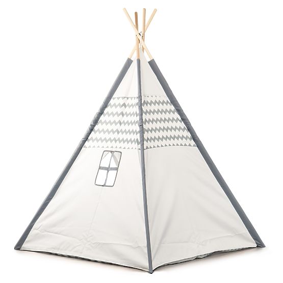 Otroški šotor Teepee - sivo-bel