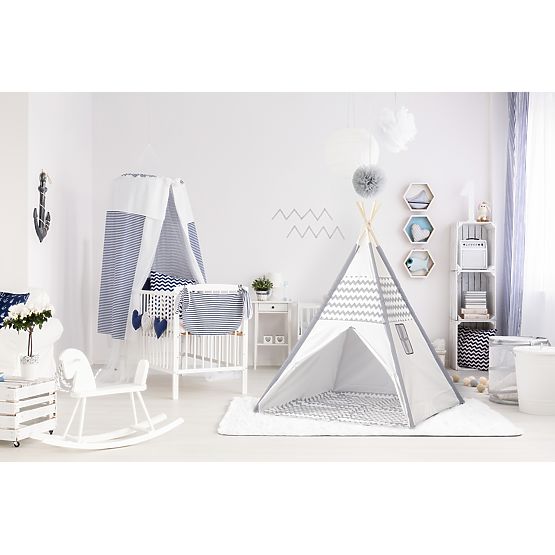 Otroški šotor Teepee - sivo-bel