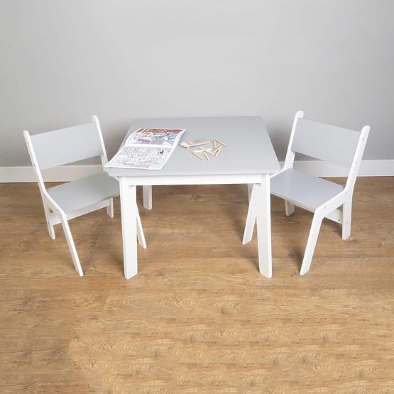 Ourbaby - Dětský stoleček a židličky - šedo-bílá