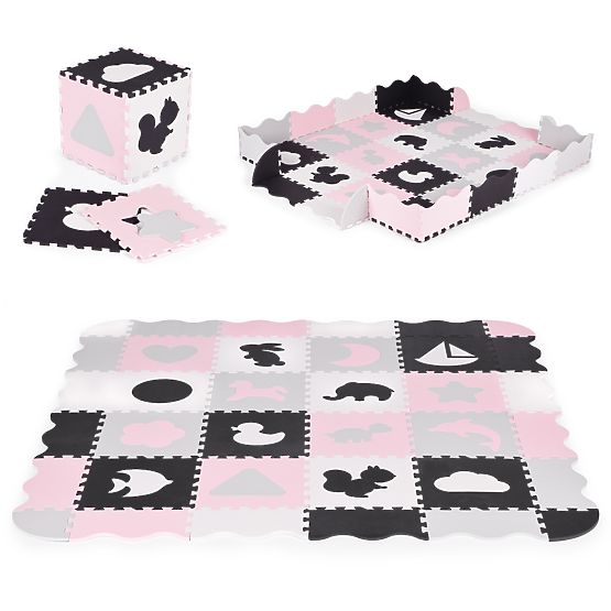 Pena podloga z ograjico puzzle suhi bazen 36 elementov ECOTOYS