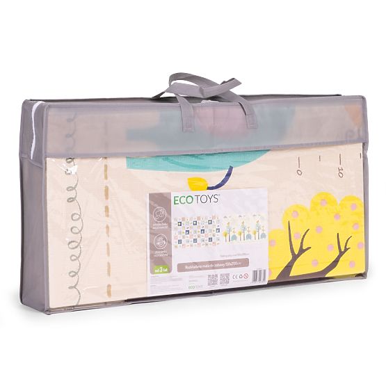 Pena podloga za otroke 200x150 cm izobraževalna obojestranska zložljiva merilo rasti abeceda ECOTOYS