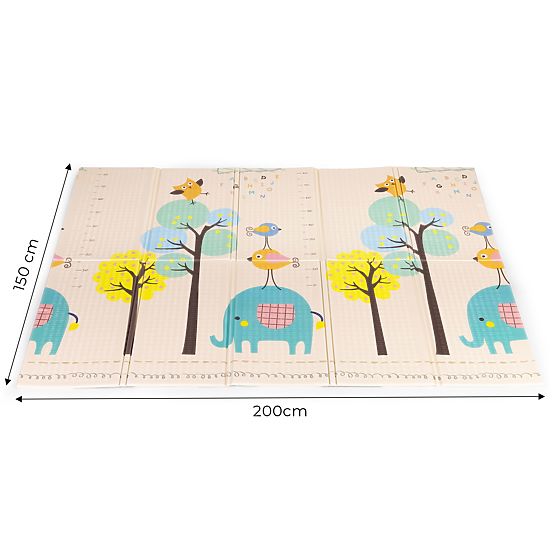 Pena podloga za otroke 200x150 cm izobraževalna obojestranska zložljiva merilo rasti abeceda ECOTOYS