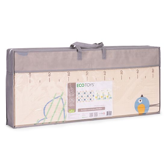 Pena podloga za otroke 200x180 cm izobraževalna obojestranska zložljiva merilo rasti abeceda ECOTOYS